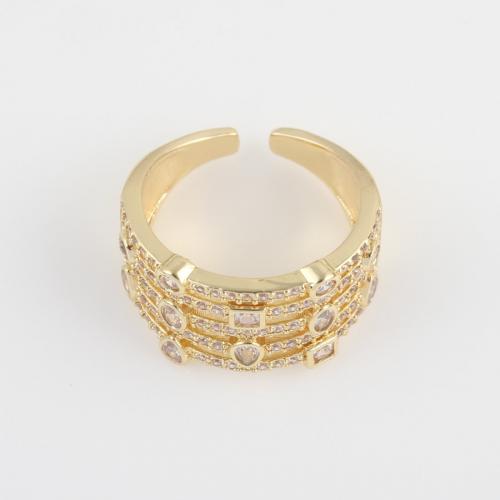 Cubic Zirconia Micro Pave Brass Finger Ring, gold color plated, micro pave cubic zirconia & for woman [