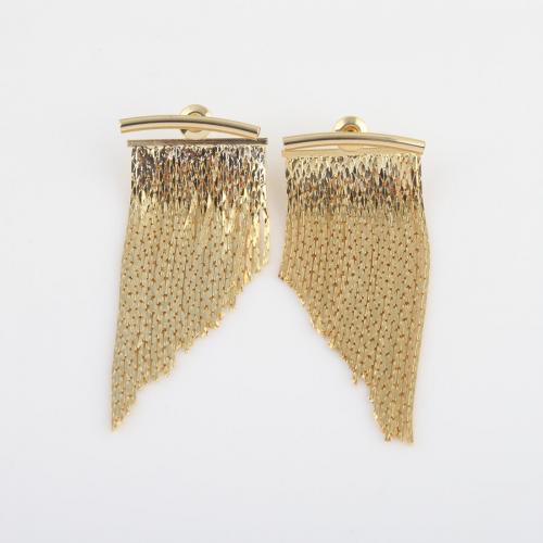 Fashion Fringe Earrings, Messing, goldfarben plattiert, für Frau, 46.5x20x13.8mm, verkauft von Paar