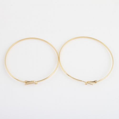 Brass Hoop Earring, Donut, gold color plated, for woman 