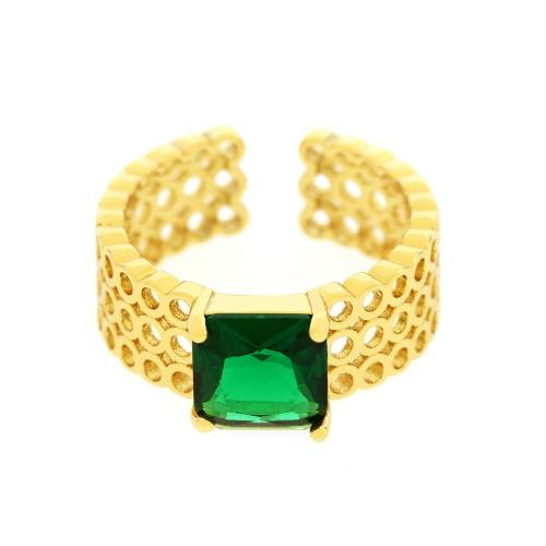 Cubic Zircon Brass Finger Ring, 18K gold plated, fashion jewelry & micro pave cubic zirconia & for woman Minimum inner mm [