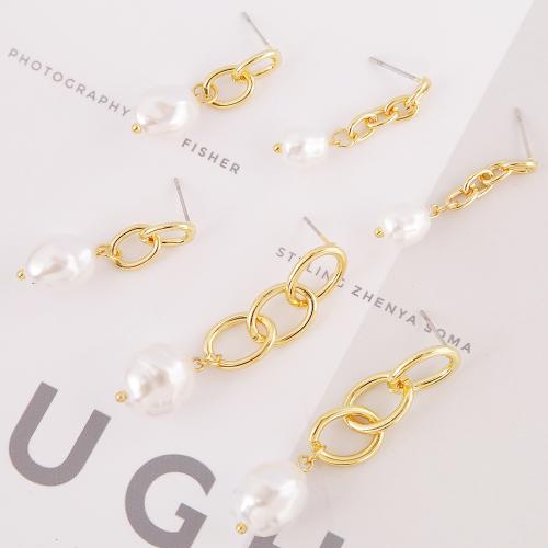 Plastic Pearl Zinc Alloy Earring, with Plastic Pearl, plated, fashion jewelry & for woman [