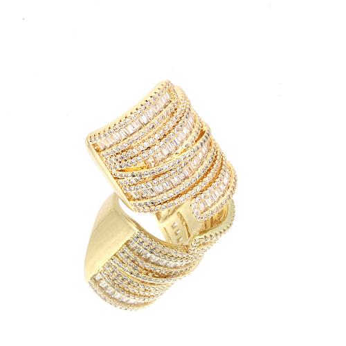 Cubic Zirconia Micro Pave Brass Finger Ring, gold color plated, fashion jewelry & micro pave cubic zirconia & for woman, Minimum inner mm 