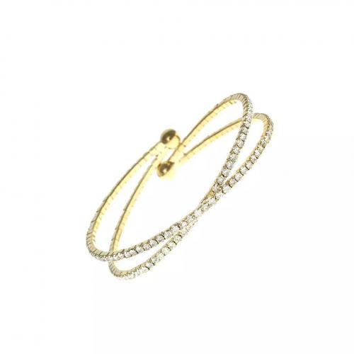 Rhinestone Cuff Bangle, with Brass, plated & for woman & hollow, Inner Approx 55mm [