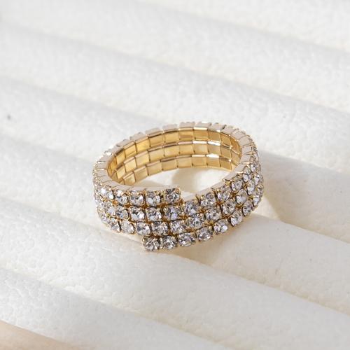 Brass Finger Ring, plated, for woman & with rhinestone US Ring [