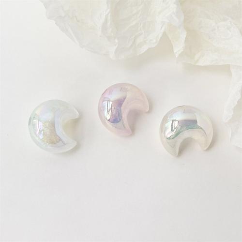 Plating Acrylic Beads, Moon, UV plating, DIY 22.5mm 