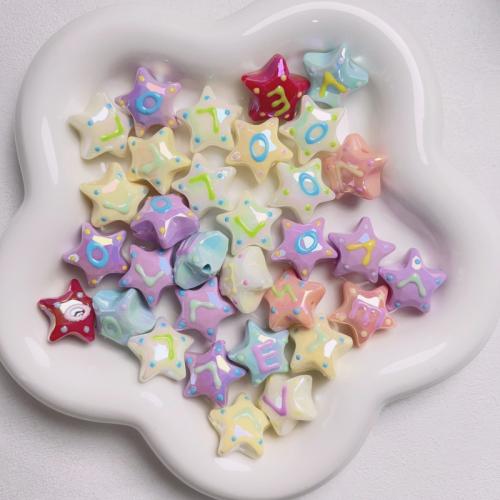 Acrylic Alphabet Beads, Star, DIY 22mm 