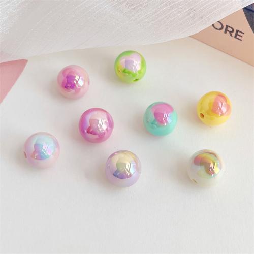 Plating Acrylic Beads, Round, UV plating, DIY 15mm 