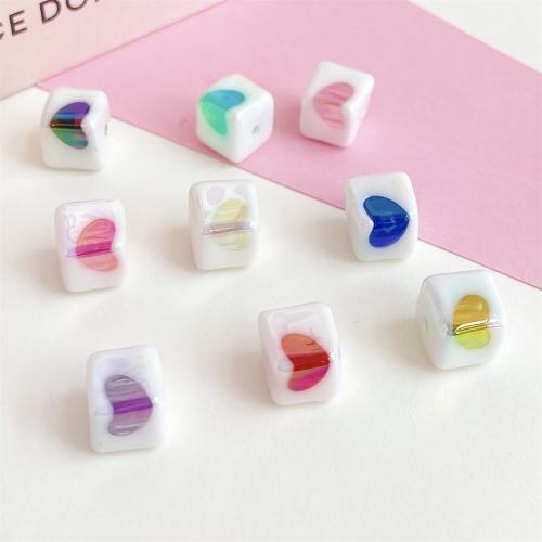 Plating Acrylic Beads, Square, UV plating, DIY 14mm 