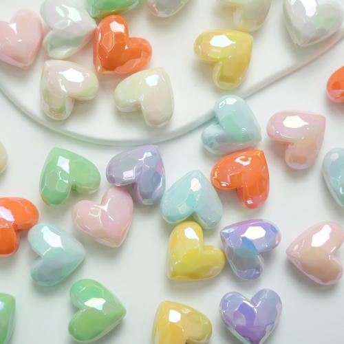 Abalorios De Acrílicos Enchapado, Acrílico, Corazón, chapado en UV, Bricolaje, más colores para la opción, 19mm, 10PCs/Bolsa, Vendido por Bolsa