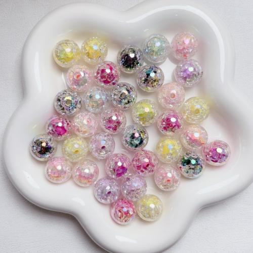 Plating Acrylic Beads, Round, UV plating, DIY 16mm Approx 3.5mm 