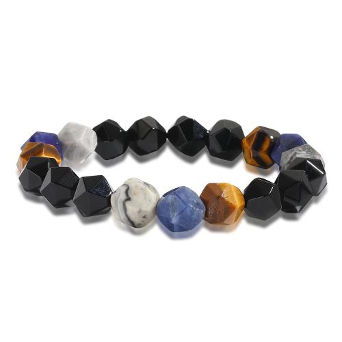 Pulsera de Piedras Preciosas, Ágata negra, con Mapa de piedra & Ojo de tigre & Sodalita, Joyería & unisexo, color mixto, 10mm, longitud:aproximado 21 cm, Vendido por UD