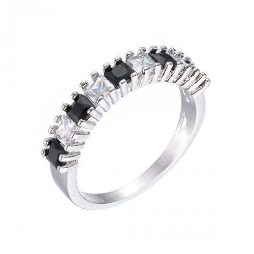 Cubic Zircon Brass Finger Ring, platinum plated & micro pave cubic zirconia & for woman [