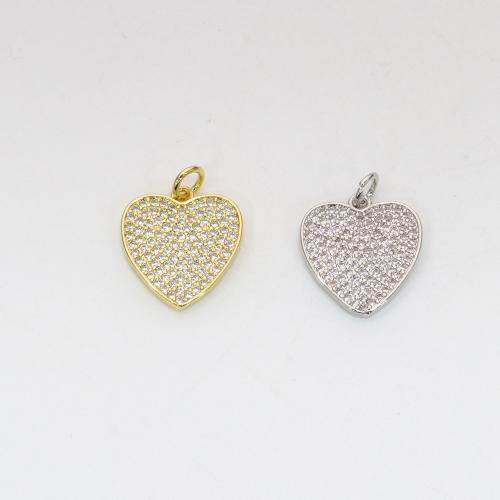 Cubic Zirconia Micro Pave Brass Pendant, Heart, plated, DIY & micro pave cubic zirconia [