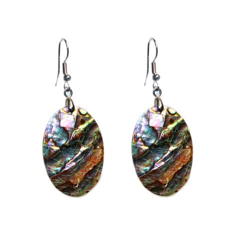 Abalone Shell Earring, with Zinc Alloy, gold color plated, for woman, mixed colors [