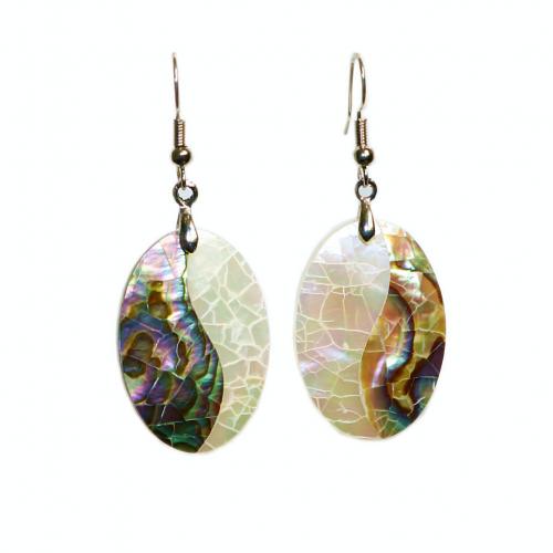 Abalone Shell Earring, with Zinc Alloy, plated, for woman, white [