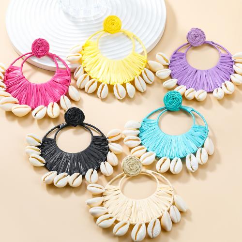 Fashion Create Jewelry Earring, Zinc Alloy, with Rafidah Grass & Shell, fashion jewelry & for woman 