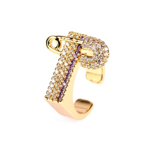 Cubic Zirconia Micro Pave Brass Finger Ring, 18K gold plated, fashion jewelry & micro pave cubic zirconia & for woman [