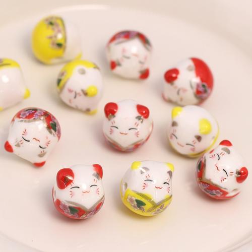 Animal Porcelain Beads, Cat, DIY Approx 