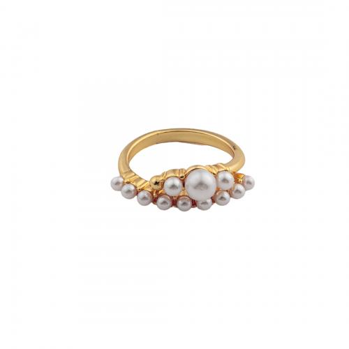 Brass Finger Ring, with Plastic Pearl, high quality plated, fashion jewelry & for woman Inner Approx 18mm [