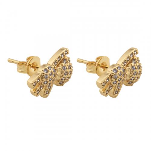 Cubic Zirconia Micro Pave Brass Earring, 14K gold plated, fashion jewelry & micro pave cubic zirconia & for woman [