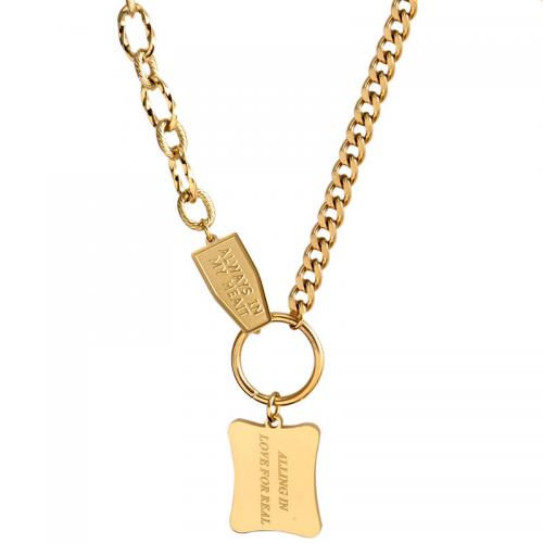 Collier de bijoux de titane, Acier titane, avec 1.97inch chaînes de rallonge, Placage de couleur d'or, bijoux de mode & unisexe Environ 21.65 pouce, Vendu par PC