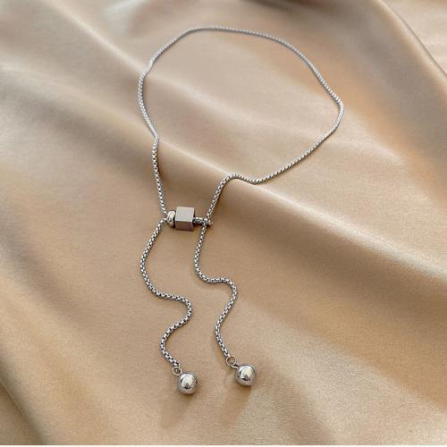 Titanium Steel Jewelry Necklace, Adjustable & fashion jewelry & for woman, silver color Approx 23.22 Inch 