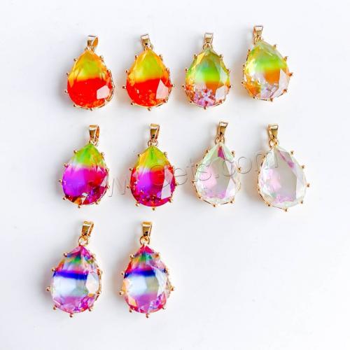 Cubic Zirconia Brass Pendants, with Cubic Zirconia, Teardrop, gold color plated, DIY 