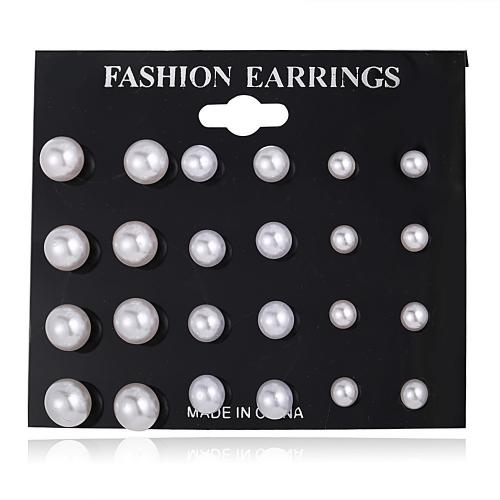 Plastic Pearl Zinc Alloy Earring, with Plastic Pearl, stoving varnish, 12 pieces & for woman [