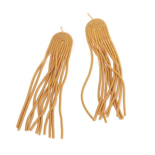 Fashion Fringe Earrings, 304 Edelstahl, Vakuum-Ionen-Beschichtung, Modeschmuck & für Frau, goldfarben, 66x13mm, verkauft von Paar