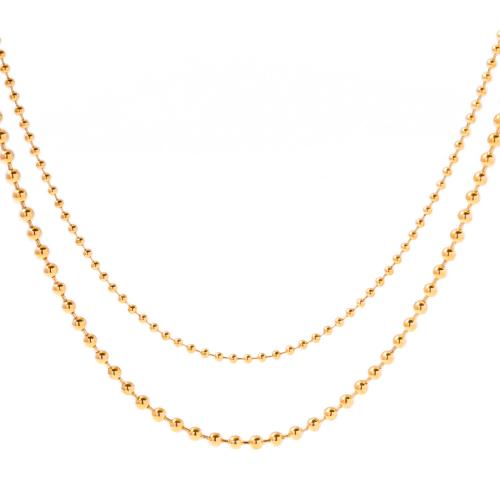 Stainless Steel Chain Necklace, 304 Stainless Steel, Vacuum Ion Plating, Double Layer & fashion jewelry & for woman, golden 