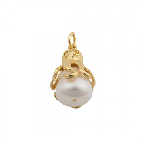 Brass Jewelry Pendants, with Plastic Pearl, high quality plated, DIY Approx 3mm [