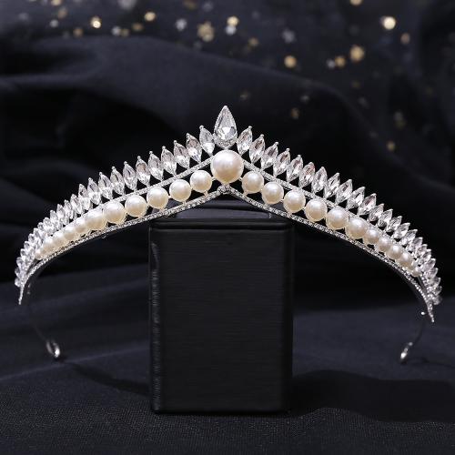 Bridal Tiaras, Zinc Alloy, with Plastic Pearl, fashion jewelry & for woman & with rhinestone Inner Approx 155mm 