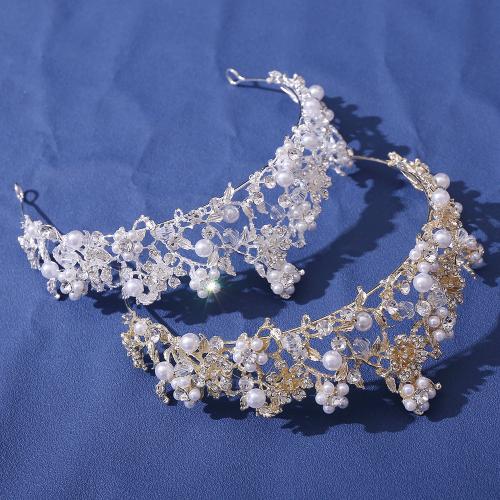 Bridal Tiaras, Zinc Alloy, with Plastic Pearl, fashion jewelry & for woman & with rhinestone Inner Approx 150mm 