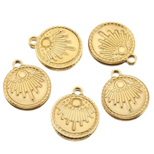 Stainless Steel Pendants, 304 Stainless Steel, Flat Round, Vacuum Ion Plating, DIY, golden, 19mm Approx 3mm [