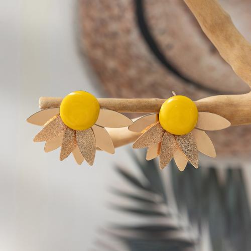 Enamel Zinc Alloy Stud Earring, Flower, plated, fashion jewelry [