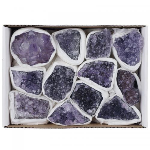 Amethyst Decoration, with paper box, Nuggets, for home and office & druzy style, purple, Length about 30-60mm [