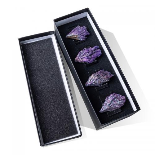 Servilletero, turmalina, con caja de papel & Cristal, Irregular, Púrpura, Purple tourmaline 4-6cm,Napkin Ring 48*48*30mm, 4PCs/Caja, Vendido por Caja