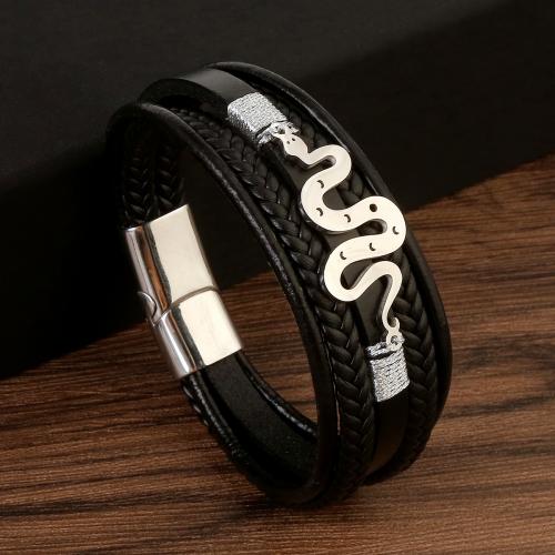 PU Leather Cord Bracelets, plated, fashion jewelry & for man Approx 21.5 cm [