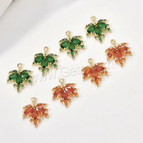 Pendentifs en laiton zircon cubique (CZ), avec zircon cubique, Feuille d'érable, Placage de couleur d'or, pour femme, plus de couleurs à choisir Vendu par PC