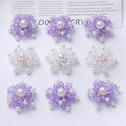 DIY Hair Flowers, Crystal, with Plastic Pearl 30mm [