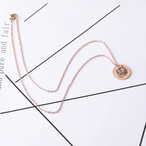 Stainless Steel Jewelry Necklace, 304 Stainless Steel, Round, fashion jewelry & laser pattern & Unisex mm Approx 45 cm 