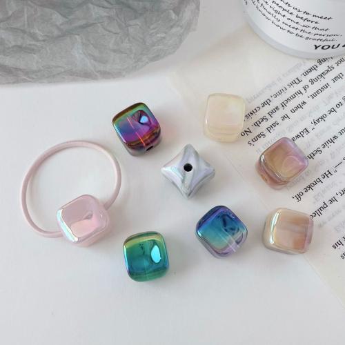 Plating Acrylic Beads, Square, DIY 19mm, Approx [