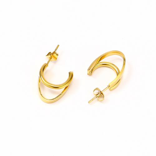 Titanium Steel Earrings, Vacuum Ion Plating, for woman, golden 