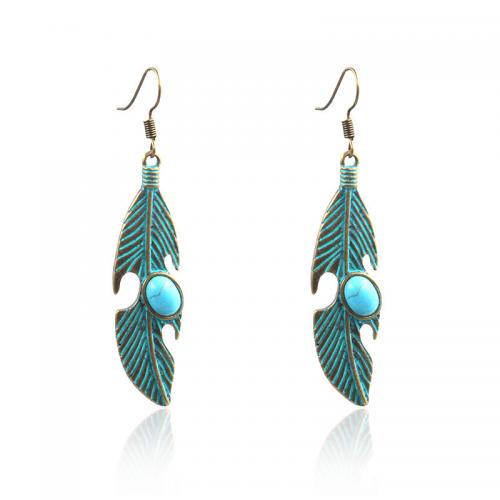 Turquoise Zinc Alloy Earring, with turquoise, fashion jewelry & for woman [