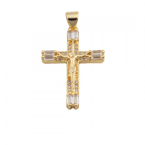 Cubic Zirconia Micro Pave Brass Pendant, 14K gold plated, DIY & micro pave cubic zirconia Approx 4mm [