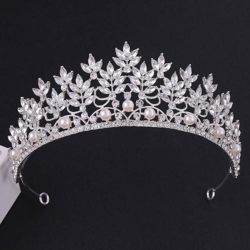 Braut Diademe, Zinklegierung, mit Kunststoff Perlen, Modeschmuck & für Frau & mit Strass, keine, Innendurchmesser:ca. 150mm, verkauft von PC