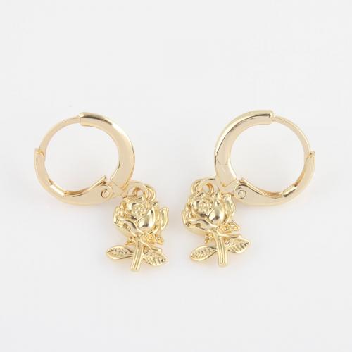 Boucle d'oreille en goutte de laiton, Rose, Placage de couleur d'or, pour femme Vendu par paire[