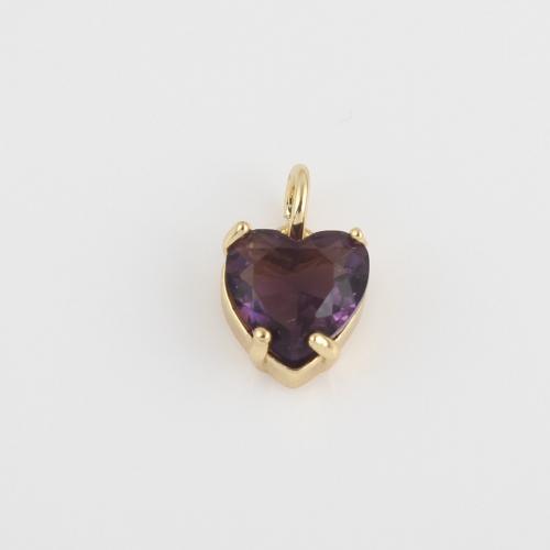 Colgante de Micro Pavé de Zirconía Cúbica, metal, Corazón, chapado en color dorado, Bricolaje & micro arcilla de zirconia cúbica, Negro, 12.7x8.2x5mm, Vendido por UD