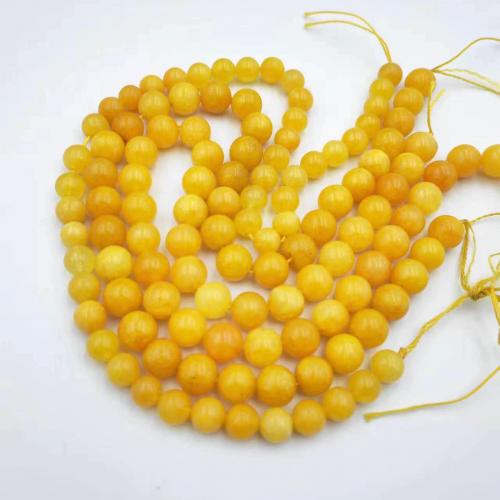 Perles de pierre gemme unique, calcédoine, Rond, DIY & normes différentes pour le choix, Jaune, Vendu par brin[