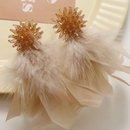 DIY Hair Flowers, Feather, with Seedbead & Crystal [